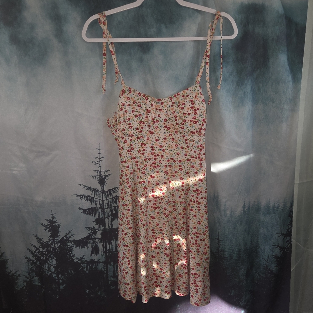 Lily Rose Pink and Red Floral Dress with Ties